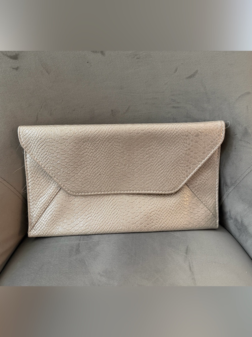 Silver Snakeskin Envelope Clutch - Women Bags